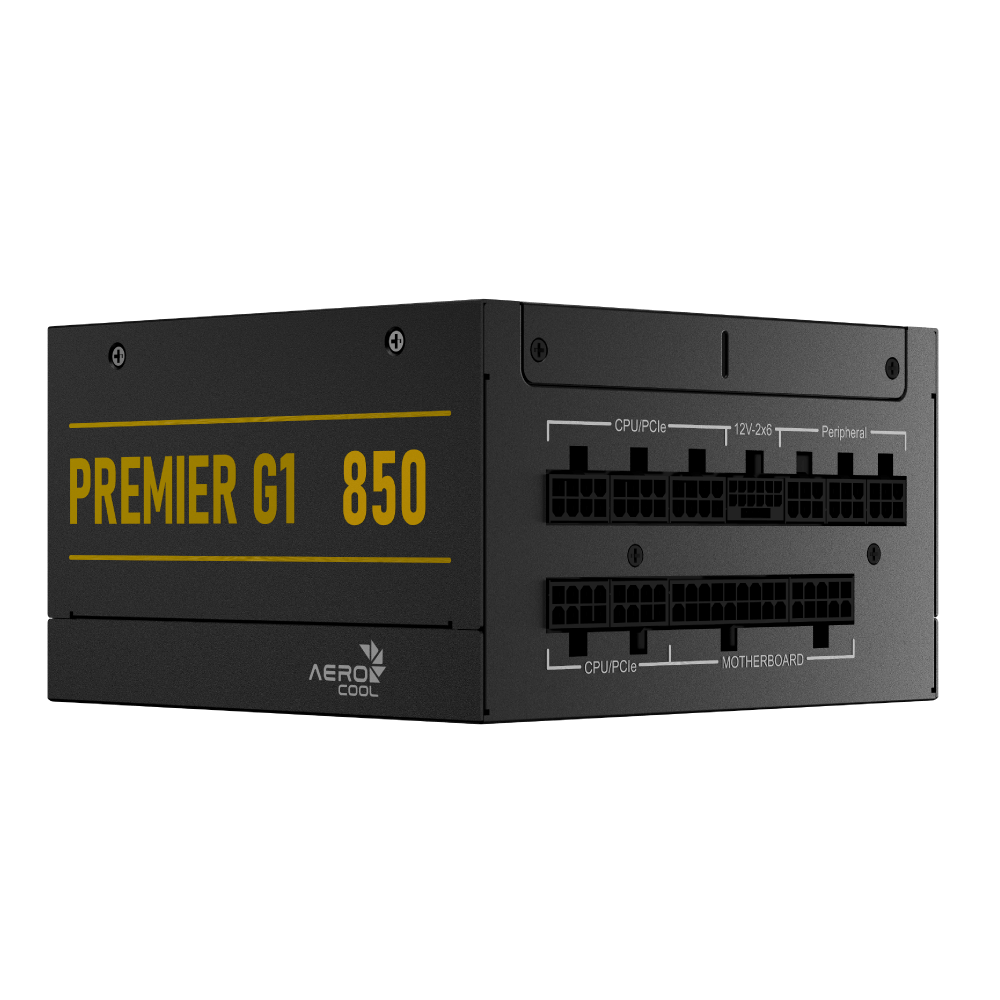 Блок питания AeroCool PREMIER G1 850 (ACPG-PR85FEC.71) [850 Вт, 80 PLUS Gold, 8x SATA, 1 x 16 pin (12VHPWR), 3 x 6+2 pin PCIe, 2x 4+4 pin CPU, ATX]