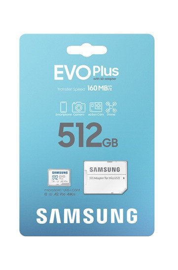 Карта памяти 512GB Samsung EVO Plus microSDXC+Adapter, Class 10, MB-MC512SA/EU