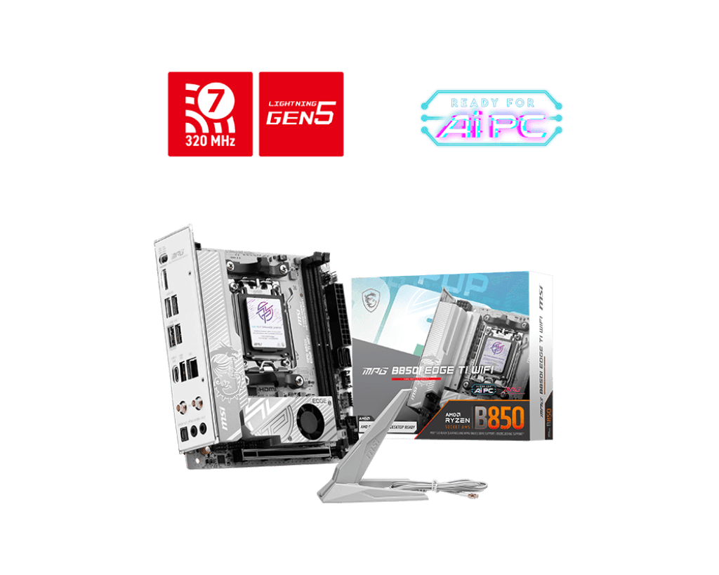 Материнская плата MSI MPG B850I EDGE TI WIFI [AM5, AMD B850, 2xDDR 5, 2xM.2, 1xPCI-E x16, Mini-ITX]