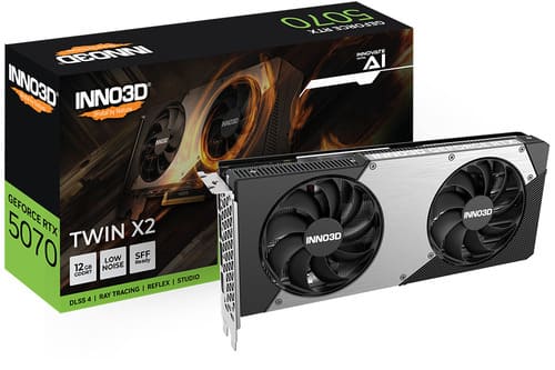 Видеокарта Inno3D GeForce RTX5070 TWIN X2 (N50702-12D7-195064N) [12 ГБ, GDDR7, 192 бит, HDMI, DisplayPort (3 шт)]