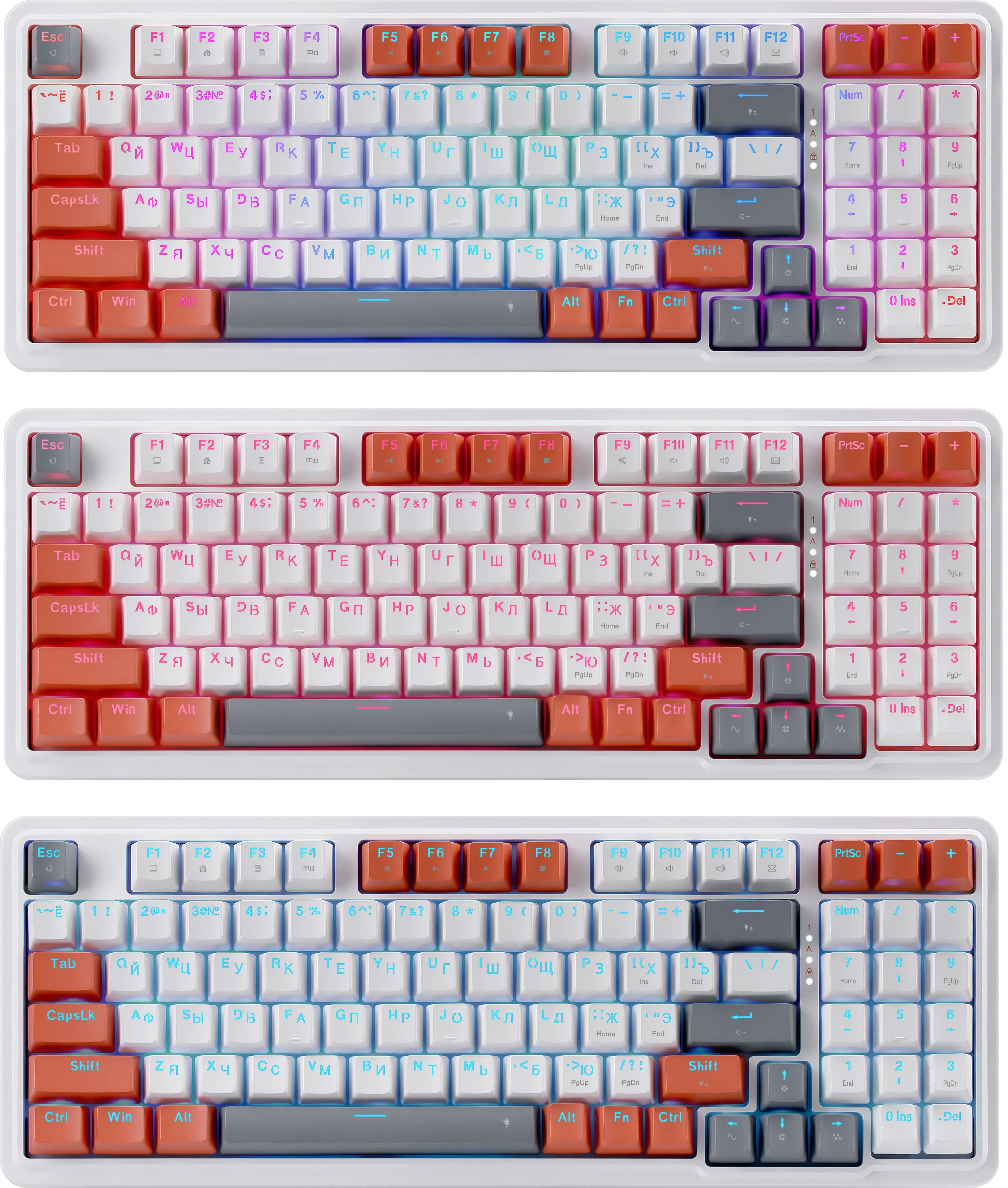 Клавиатура Redragon Gloria (72216) [механическая, проводная, RGB подсветка, Redragon + Red, белая]