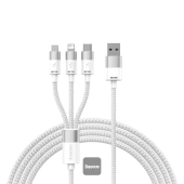Интерфейсный кабель Baseus StarSpeed 1-for-3 USB to M+L+C 3.5A 1.2m White (CAXS000002) Белый