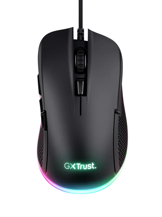 Мышь Trust GXT 922 YBAR (24309) [проводная, светодиодная, 7200 DPI, 1000 Гц, подсветка, черная]