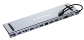 Концентратор USB Gembird  UHB-D6, черный Hub12 port, 2xUSB3.1, PD87, Jack3.5, SD/TF, 2xHDMI, RJ45, VGA, USB2.0, Type-C