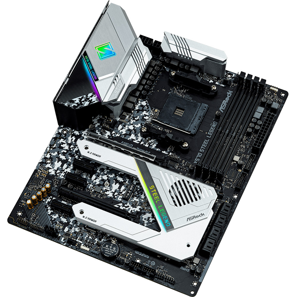 Материнская плата ASRock X570 STEEL LEGEND, [AM4, AMD X570, 4xDDR 4, 2xM.2, 2xPCI-E x16, Standard-ATX]