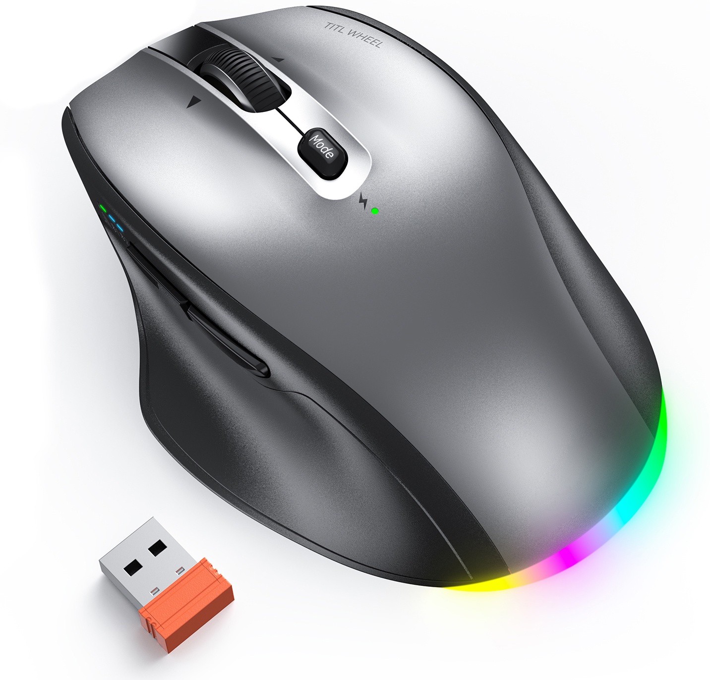 Мышь MeeTion M007 STEEL GRAY [проводная + беспроводная, светодиодная, 2400 DPI, подсветка, серый]