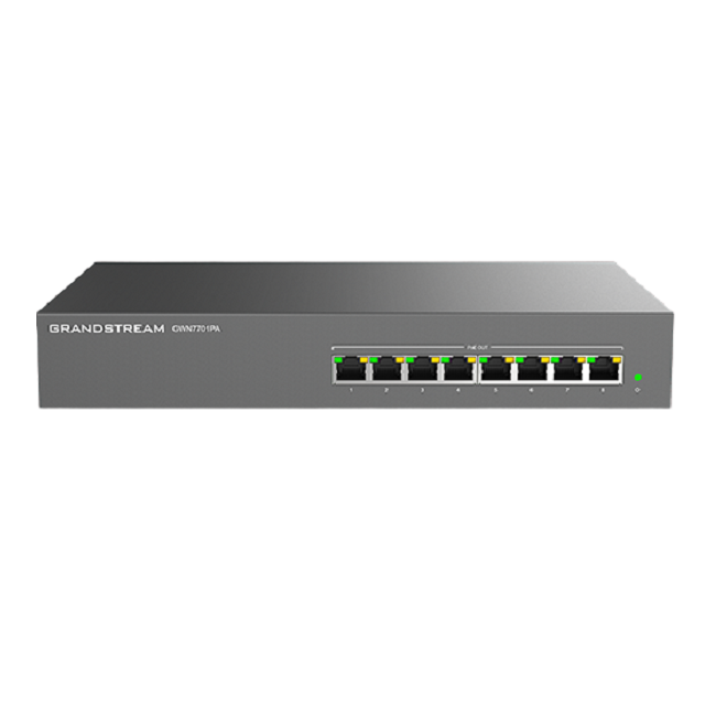 Grandstream GWN7701PA, Unmanaged Network Switch, 8x GbE RJ45, 8x PoE 802.3 af/at, Internal PSU (GWN7701PA)