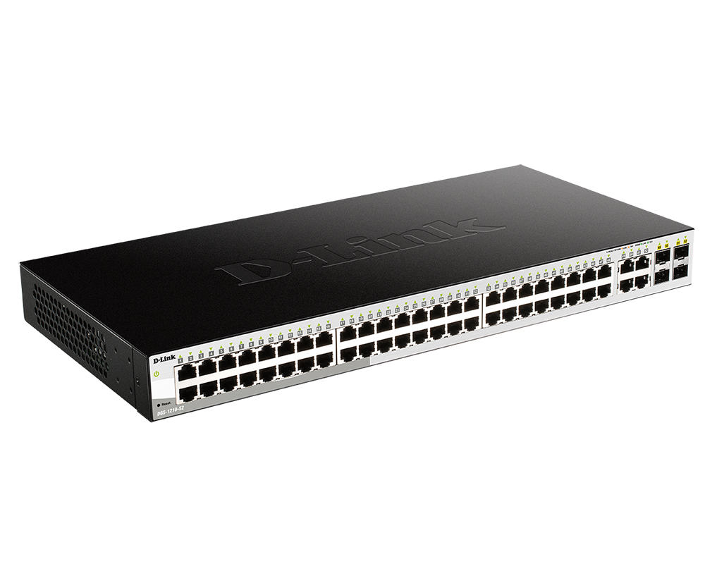 Коммутатор неуправляемый, D-Link, DGS-1210-52/F, 48-ports 10/100/ 1000 Mbit/s+4SFP