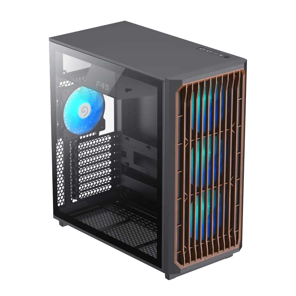 Корпус Gembird F45 BW Black (1116-4045R0003) [Midi Tower, 3 x 120x120 мм, черный]