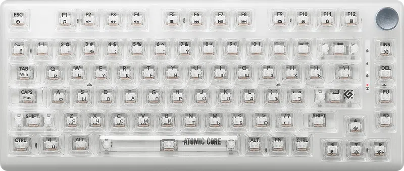 Клавиатура Defender AtomicCore GK-363 (45363) [Механическая, беспроводная, клавиш - 81, подсветка, белая]