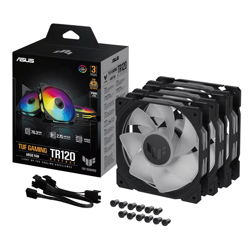 Вентилятор для корпуса ASUS TUF GAMING TR120 FAN ARGB REVERSE BLACK 3IN1 120x120x28 TR120-1R/BK/REV/