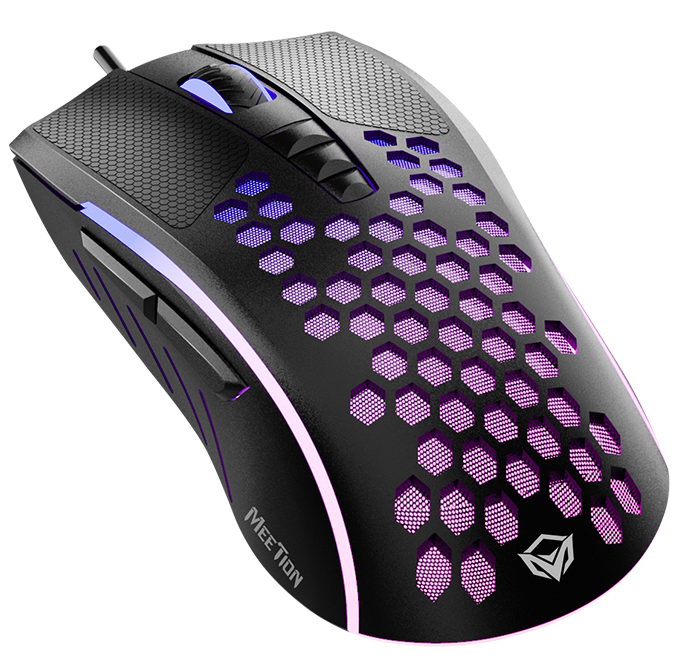 Мышь MeeTion GM015 (GM015 Black) [проводная, светодиодная, 6400 DPI, 1000 Гц, подсветка, черная]