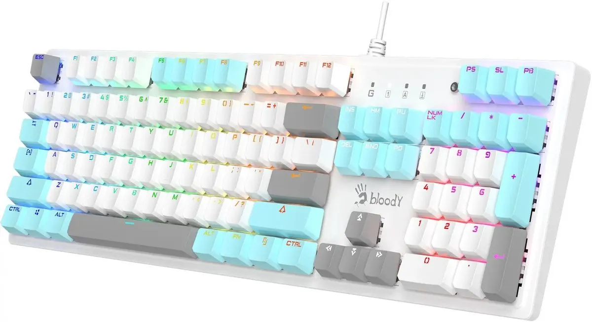Клавиатура A4Tech Bloody S525N Icy White [Механическая, проводная, клавиш - 104, подсветка, белая]