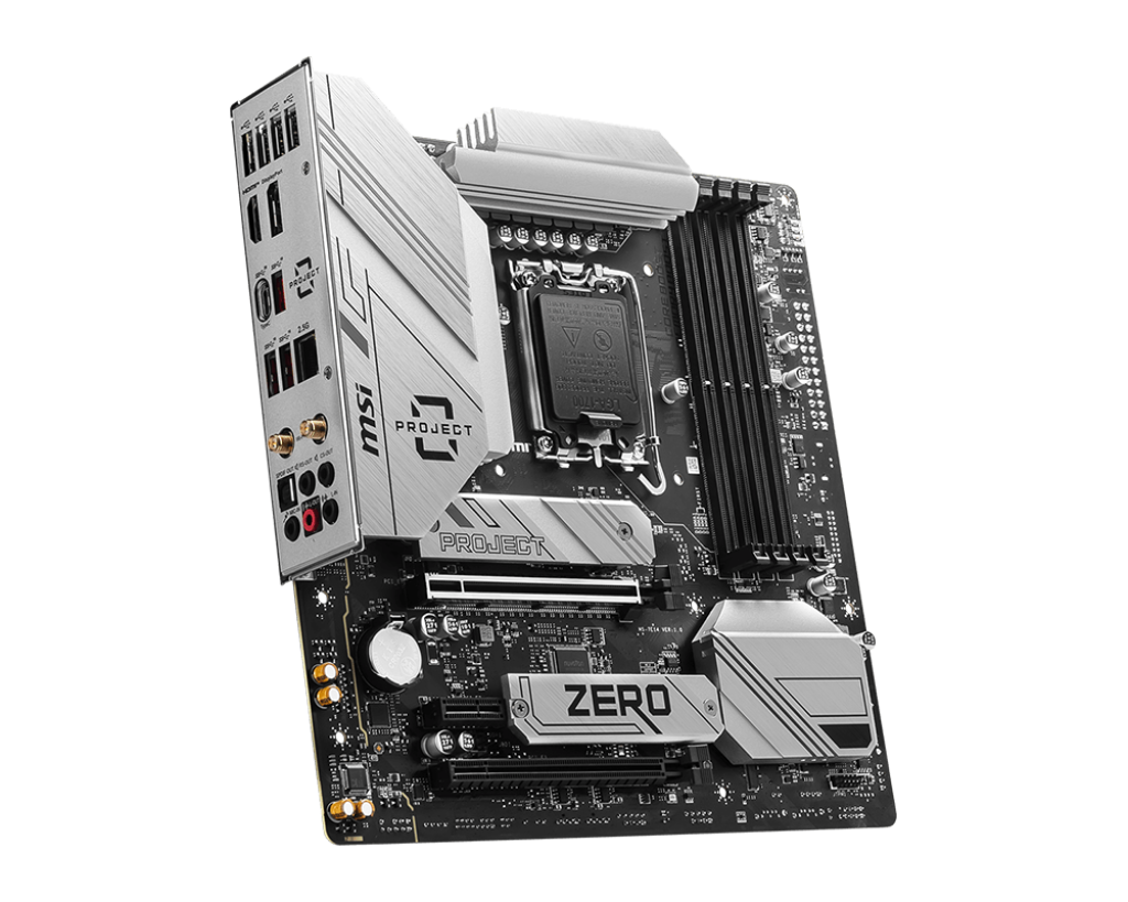 Материнская плата MSI B760M PROJECT ZERO [LGA 1700, Intel B760, 4xDDR 5, 2xM.2, 2xPCI-E x16, Micro-ATX]