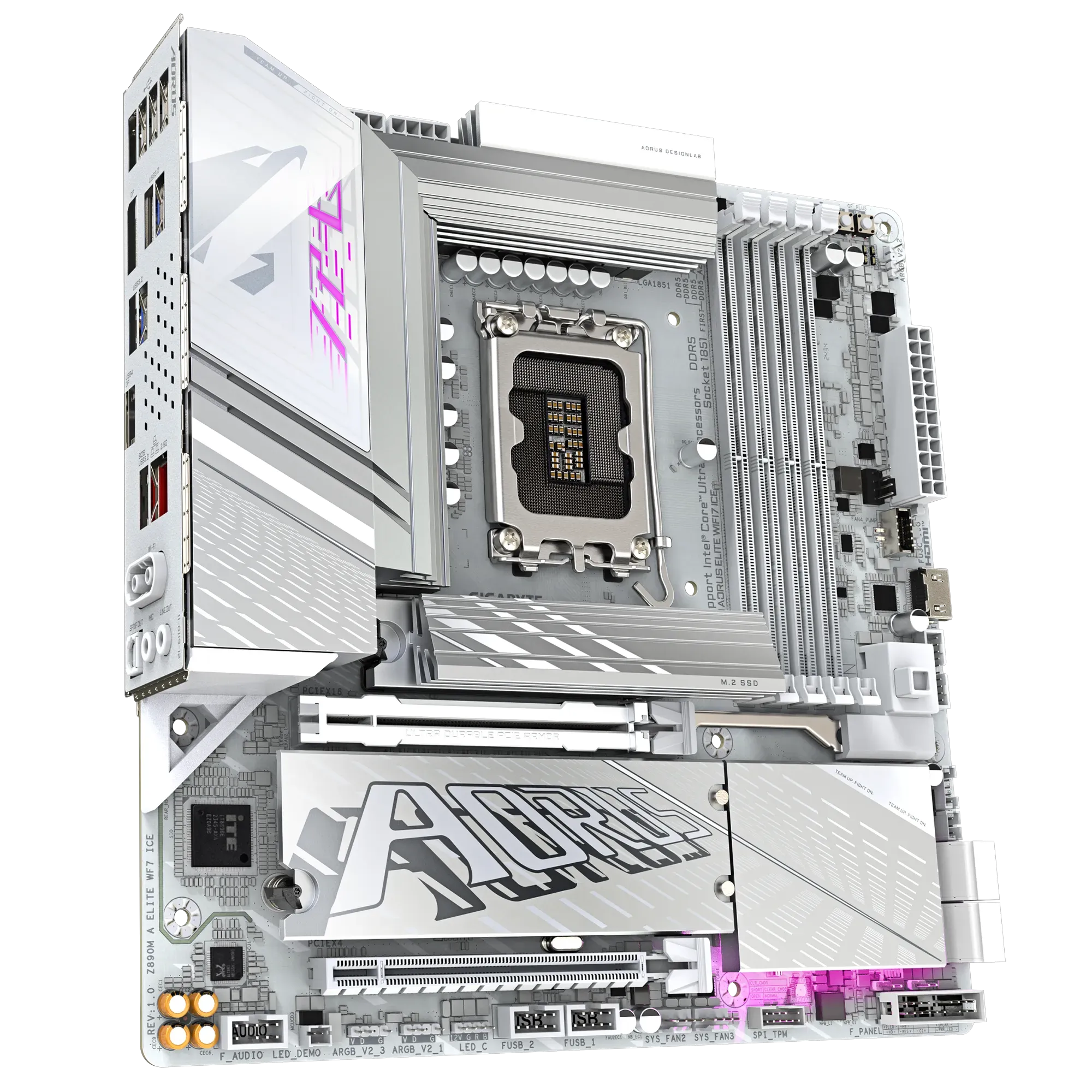 Материнская плата Gigabyte Z890M AORUS ELITE WIFI7 ICE [LGA 1851, Intel Z890, 4xDDR 5, 3xM.2, 2xPCI-E x16, Micro-ATX]