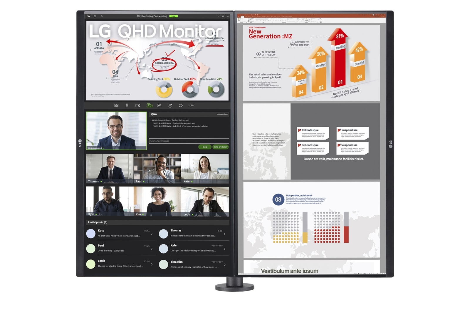 Монитор LG Ergo Dual 27QP88DP-BS  [2x 27" IPS, 2x 2560 x 1440, 75 Гц, 5 мс, HDMI, DisplayPort, USB Type-C]