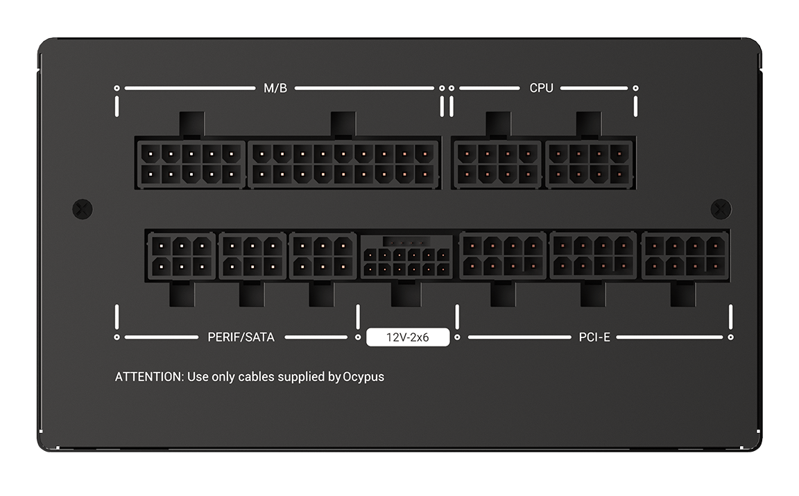 Блок питания Ocypus Iota P850 (Iota-P850-G1FFBK024X-EU) [850 Вт, 80 PLUS Gold, 8x SATA, 1 x 16 pin (12VHPWR), 3 x 6+2 pin PCIe, 2x 4+4 pin CPU, ATX]