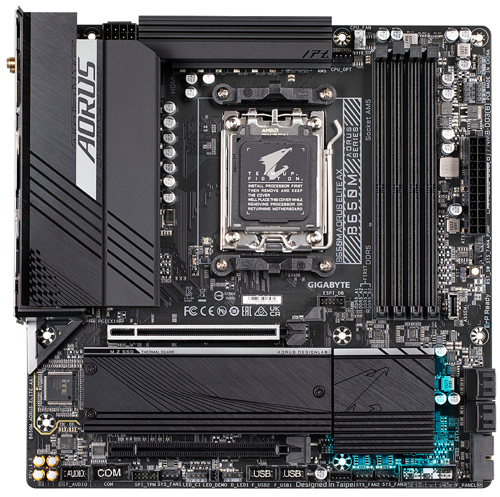 Материнская плата Gigabyte B650M AORUS ELITE AX [AM5, AMD B650, 4xDDR 5, 2xM.2, 2xPCI-E x16, Micro-ATX]
