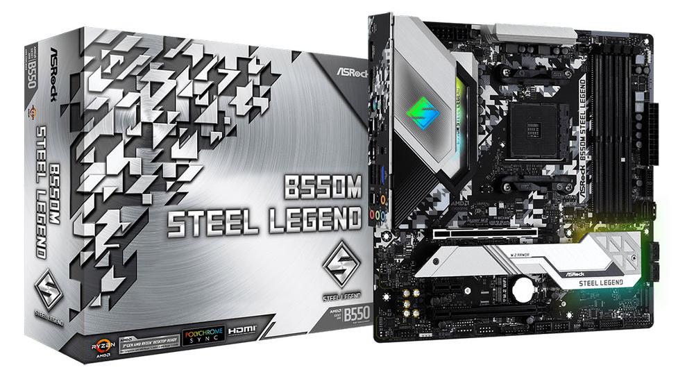 Материнская плата ASRock B550M STEEL LEGEND, AM4, AMD B550, 4xDDR 4, 2xM.2, 2xPCI-E x16 