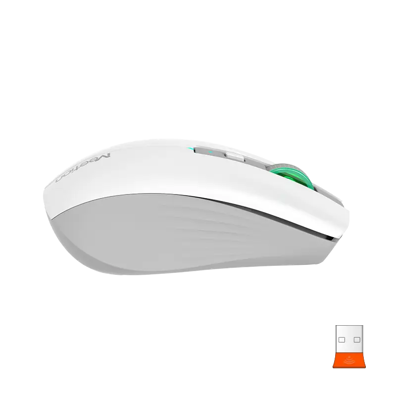 Мышь MeeTion BTM002 [проводная + беспроводная, светодиодная, 1600 DPI, 125 Гц, подсветка, белый]