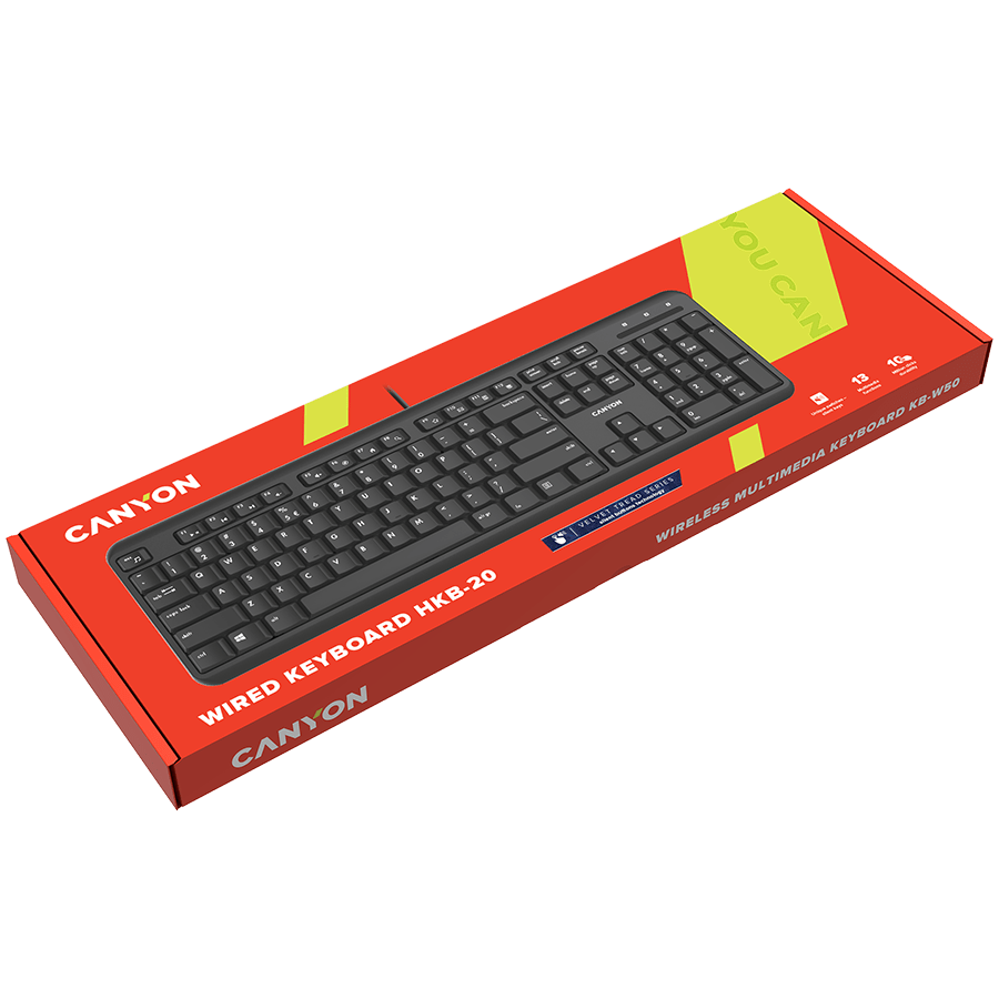 Клавиатура Canyon HKB-20 (CNS-HKB02-RU) [мембранная, беспроводная, черная]