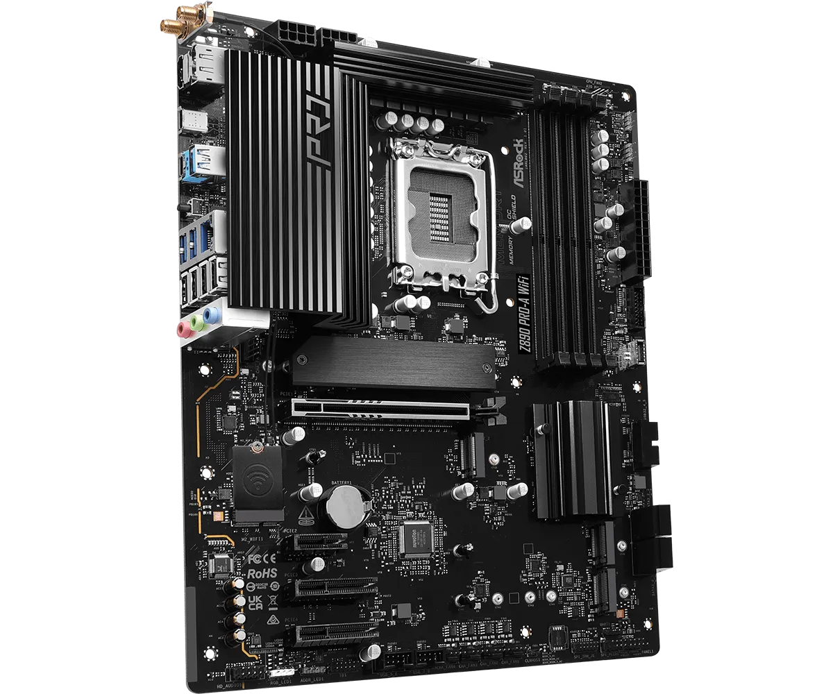 Материнская плата ASRock Z890 Pro-A WiFi [LGA 1851, Intel Z890, 4xDDR 5, 4xM.2, 1xPCI-E x16, Standard-ATX]