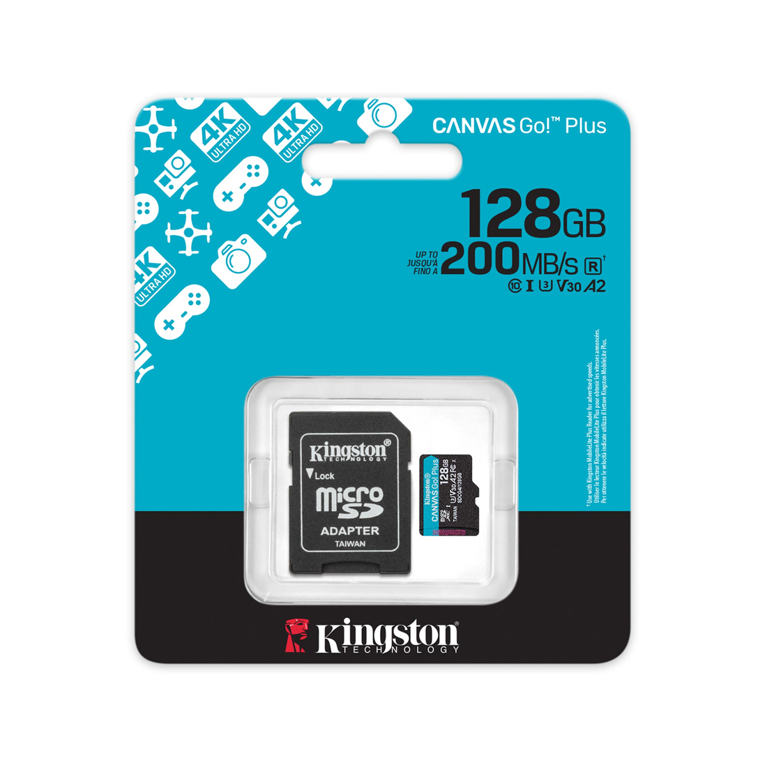 Карта памяти Kingston Canvas Go! Plus 128GB (SDCG4/128GB) с адаптером SD
