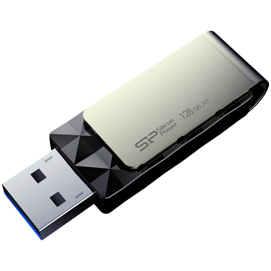 USB Флеш Silicon Power Blaze - B30 128ГБ (SP128GBUF3B30V1K) USB 3.2 Gen 1, Чёрный/Серебристый