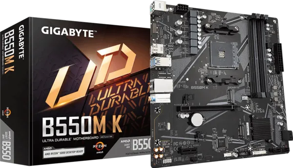 Материнская плата Gigabyte B550M K [AM4, AMD B550, 4xDDR 4, 2xM.2, 1xPCI-E x16, Micro-ATX]