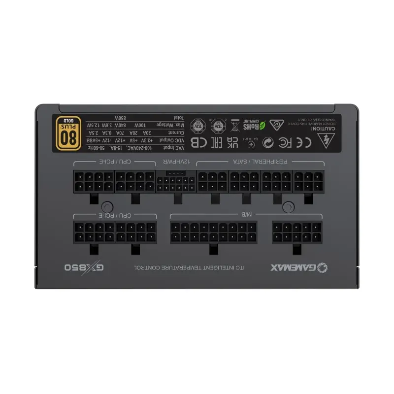 Блок питания GameMax GX-850 PRO BK [850 Вт, 80 PLUS Gold, 6x SATA, 4x 6+2 pin PCIe, 2x 4+4 pin CPU]