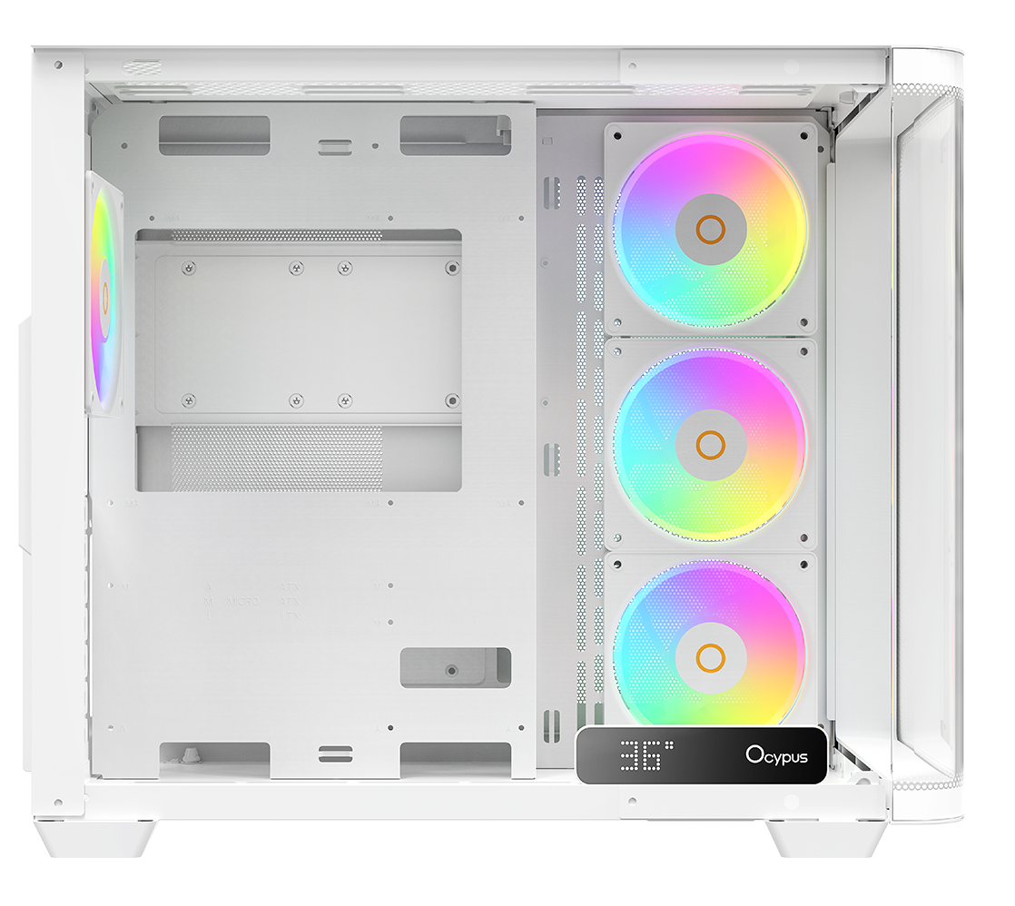 Корпус Ocypus Iota C70 Curve (Iota-C70-WHD400CD-GL) [Midi Tower, 4 x 120 мм ARGB, белый]