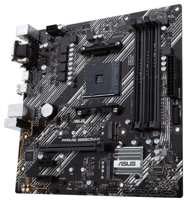 Материнская плата ASUS PRIME B550M-K, AM4/ 4x DDR4/ 4x SATA 3/ 2x M.2/ mATX