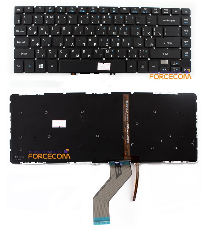 Клавиатура для ноутбука Acer Aspire V5-473, RU, подсветка, черная