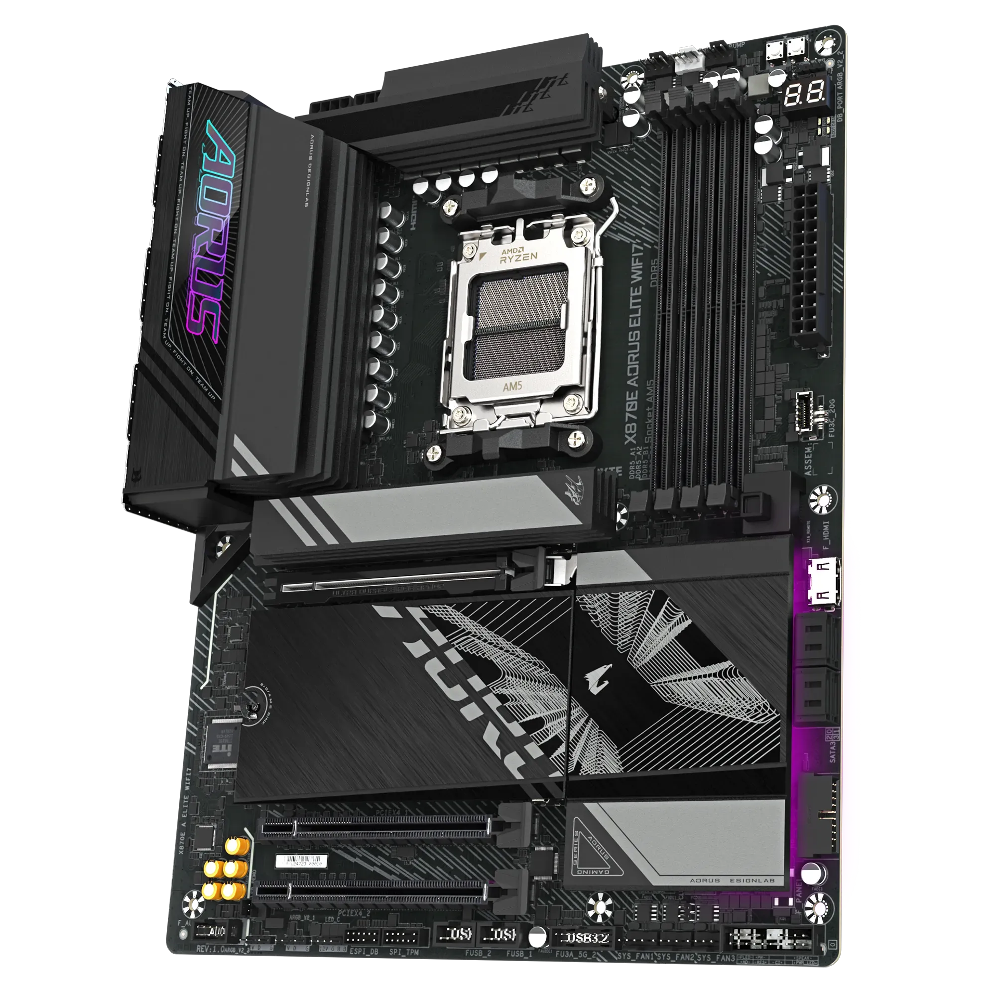 Материнская плата Gigabyte X870E A ELITE WIFI7 1.2 [AM5, AMD X870E, 4xDDR 5, 4xM.2, 3xPCI-E x16, Standard-ATX]