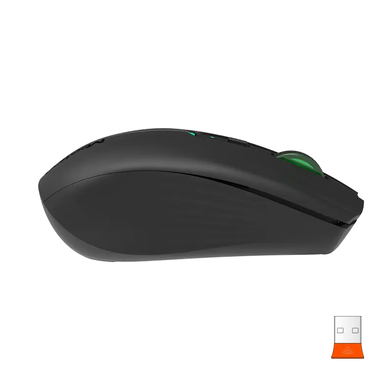 Мышь MeeTion BTM002 [проводная + беспроводная, светодиодная, 1600 DPI, 125 Гц, подсветка, черная]