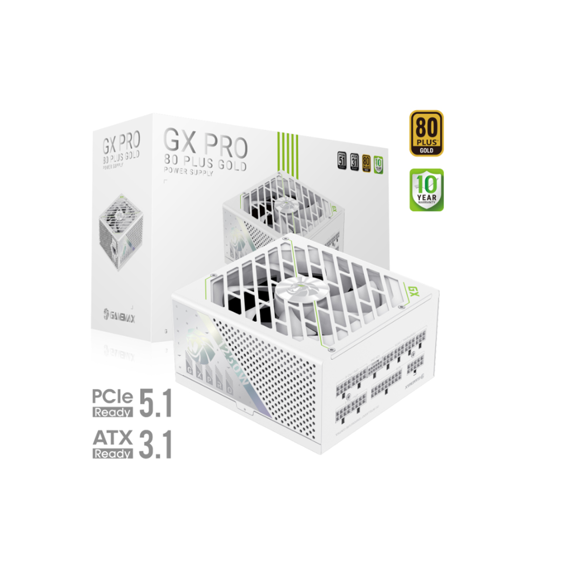 Блок питания GameMax GX PRO 1250G WH (2121-1250B0026) [1250 Вт, 80 PLUS Gold, 10x SATA, 4 x 6+2 pin PCIe, 2x 4+4 pin CPU, ATX]