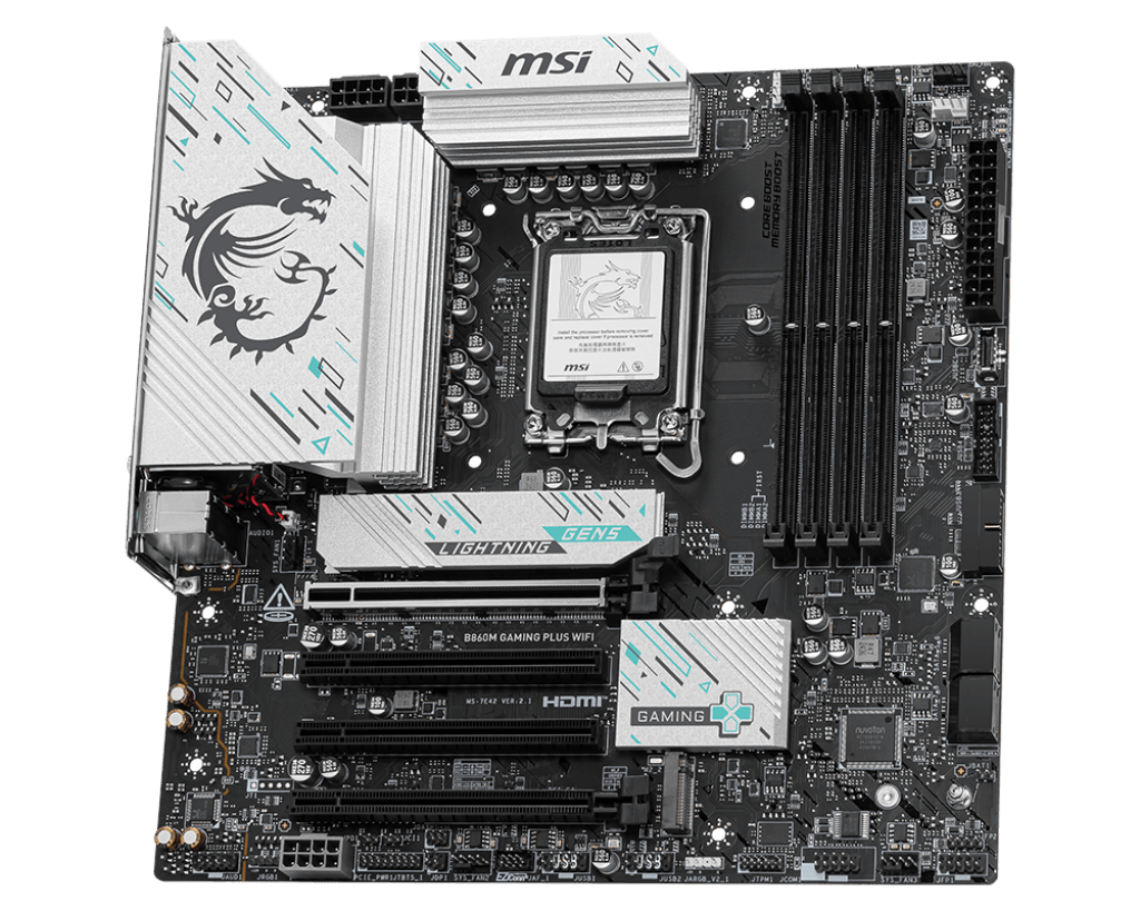 Материнская плата MSI B860M GAMING PLUS WIFI LGA1851 4xDDR5 4xSATA3 RAID 3xM.2 HDMI DP 2xType-C mATX