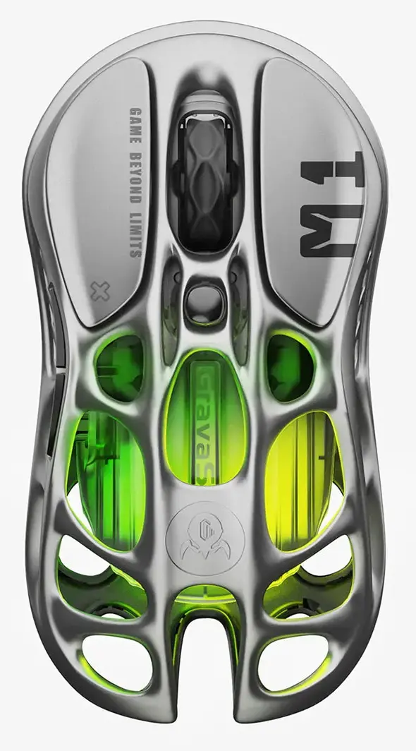 Мышь Gravastar Mercury M1 Pro [беспроводная, светодиодная, 26000 DPI, 1000 Гц подсветка, серая]