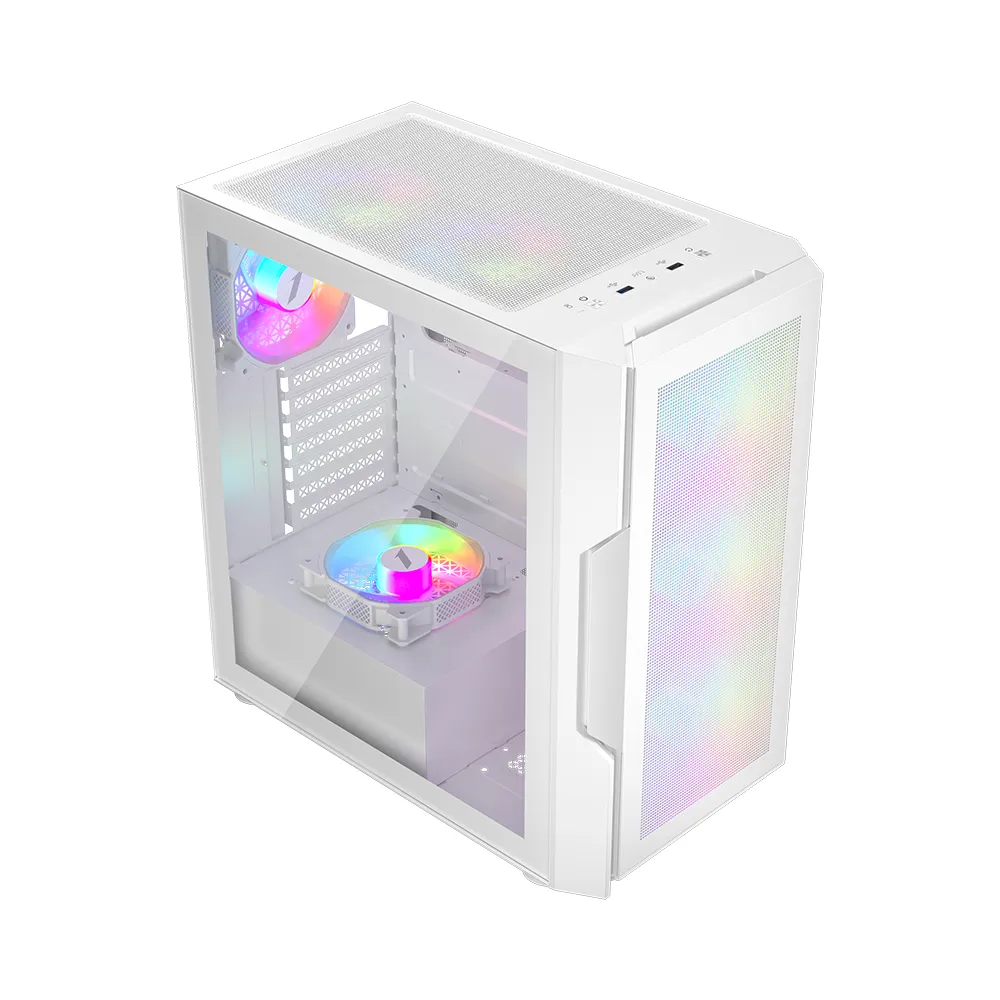 Корпус 1stPlayer T7-P (T7-P-WH-4F7-W) [Midi Tower, 4 x 12 см, белый]