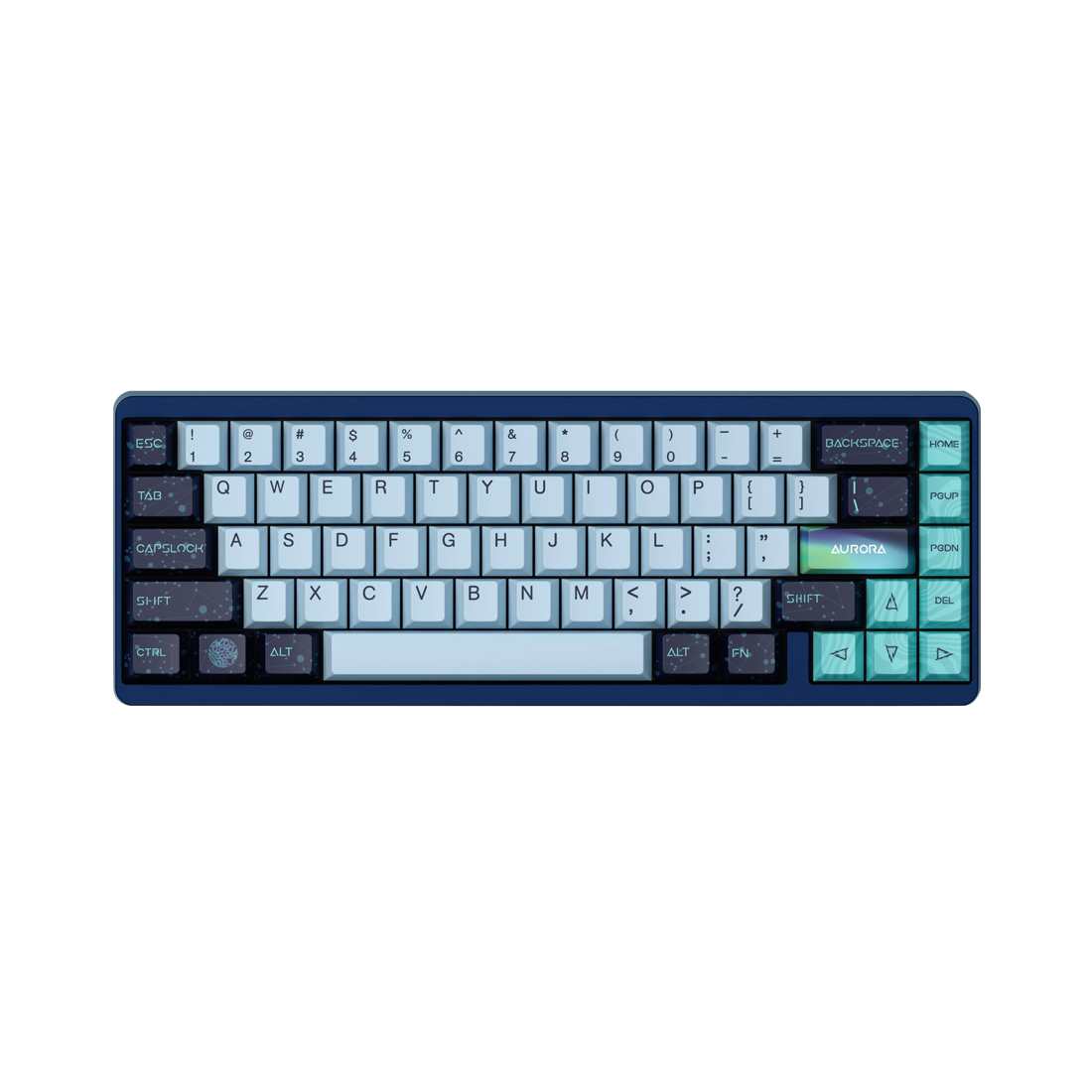 Клавиатура Varmilo Aurora Muse 65 (A88A111H0A5A06A074) [механическая, проводная + беспроводная, RGB подсветка, Magnetic White, синяя]