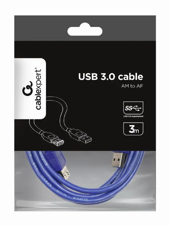 Кабель-удлинитель Cablexpert CCP-USB3-AMAF-10, AM/AF, USB 3.0, 3м, синий