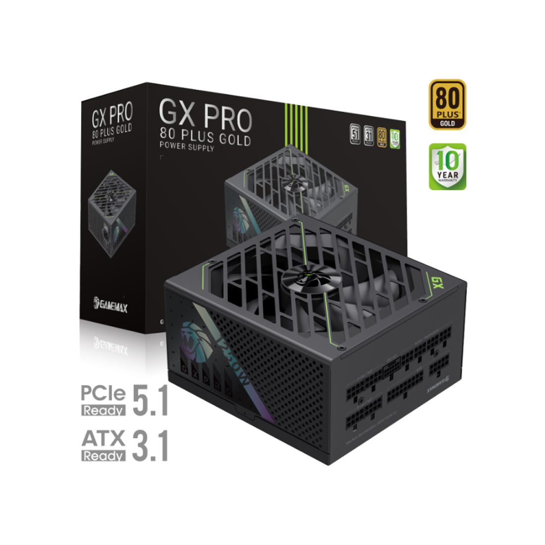 Блок питания GameMax GX PRO 1250G (2121-1250B0027) [1250 Вт, 80 PLUS Gold, 10x SATA, 4 x 6+2 pin PCIe, 2x 4+4 pin CPU, ATX]