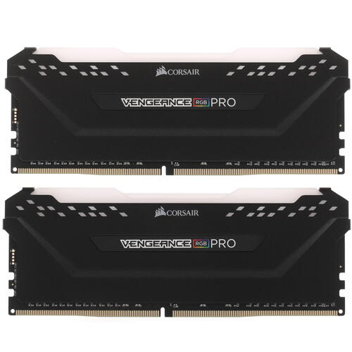Комплект оперативной памяти Corsair Vengeance RGB PRO, CMW32GX4M2E3200C16 [32 ГБ DDR 4, 3200 МГц, 1.35 В, подсветка, KIT]