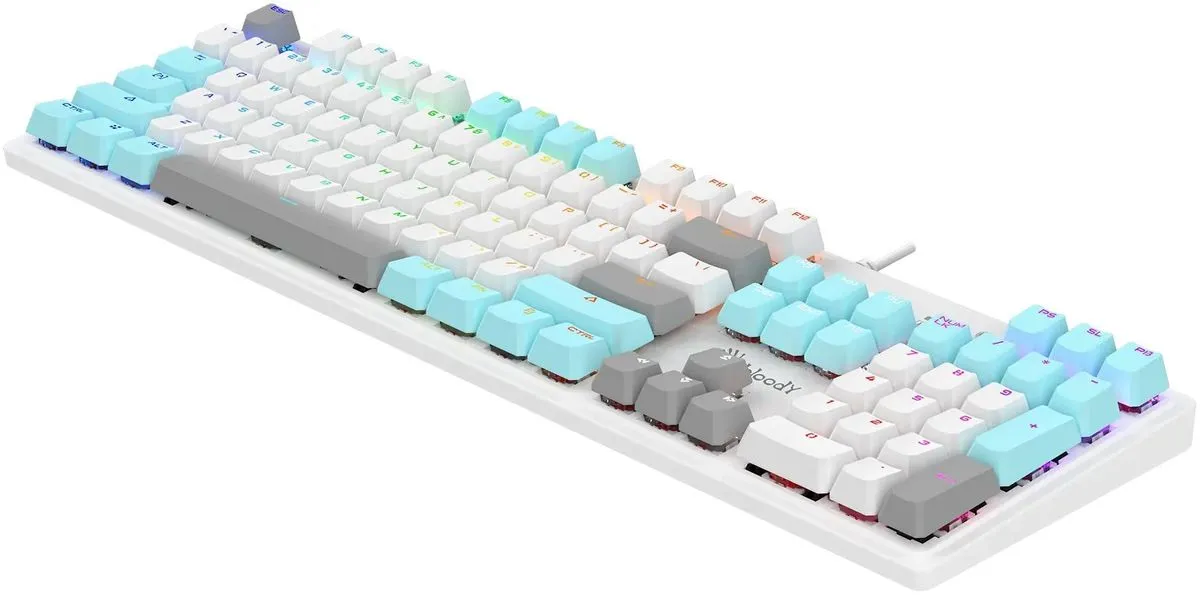 Клавиатура Bloody S520N ICY WHITE [механическая, проводная, RGB подсветка, BLMS, белая]
