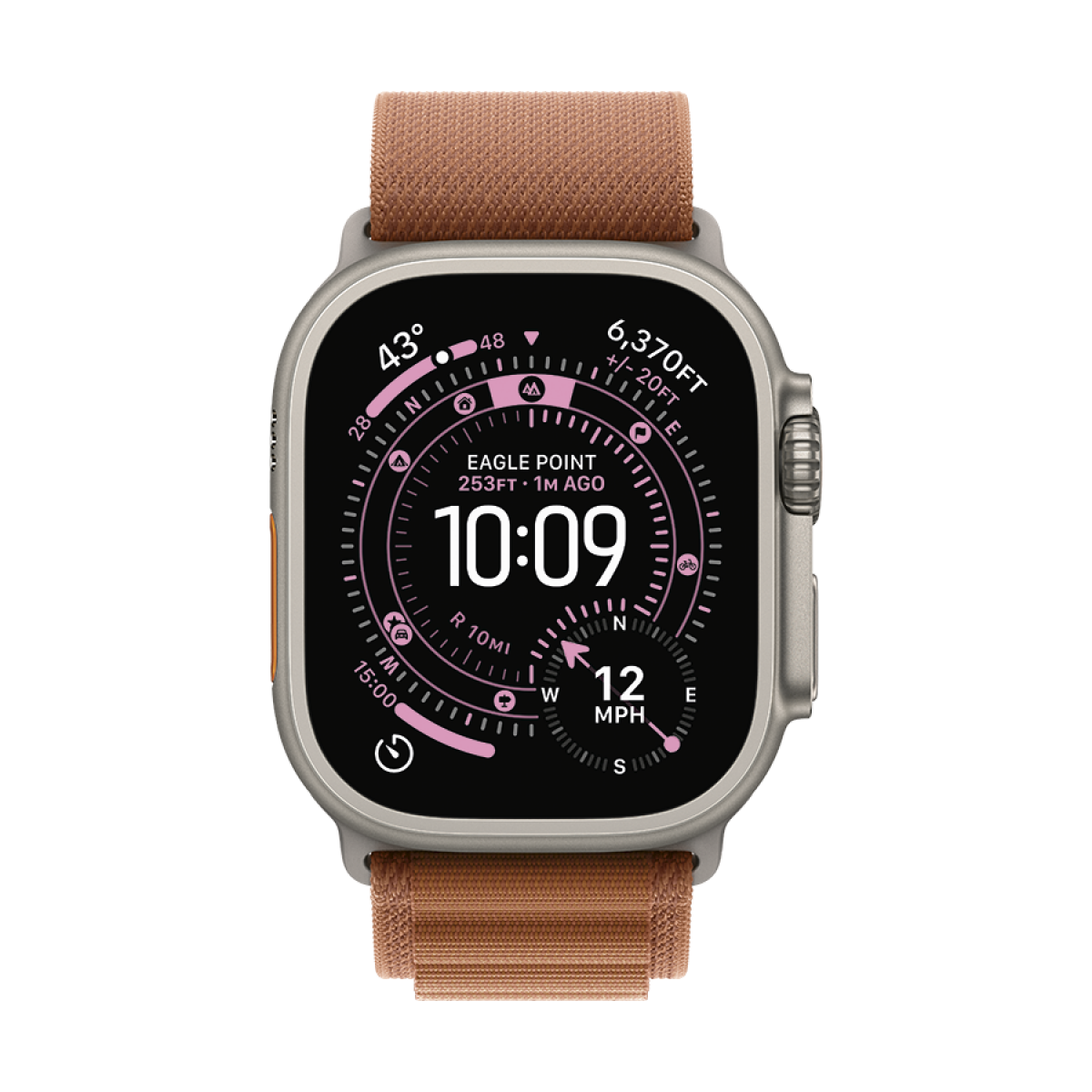 49mm Terra Cotta Alpine Loop - Large - Natural Titanium Finish (MFTD4ZM/A) коричневый + серебристый