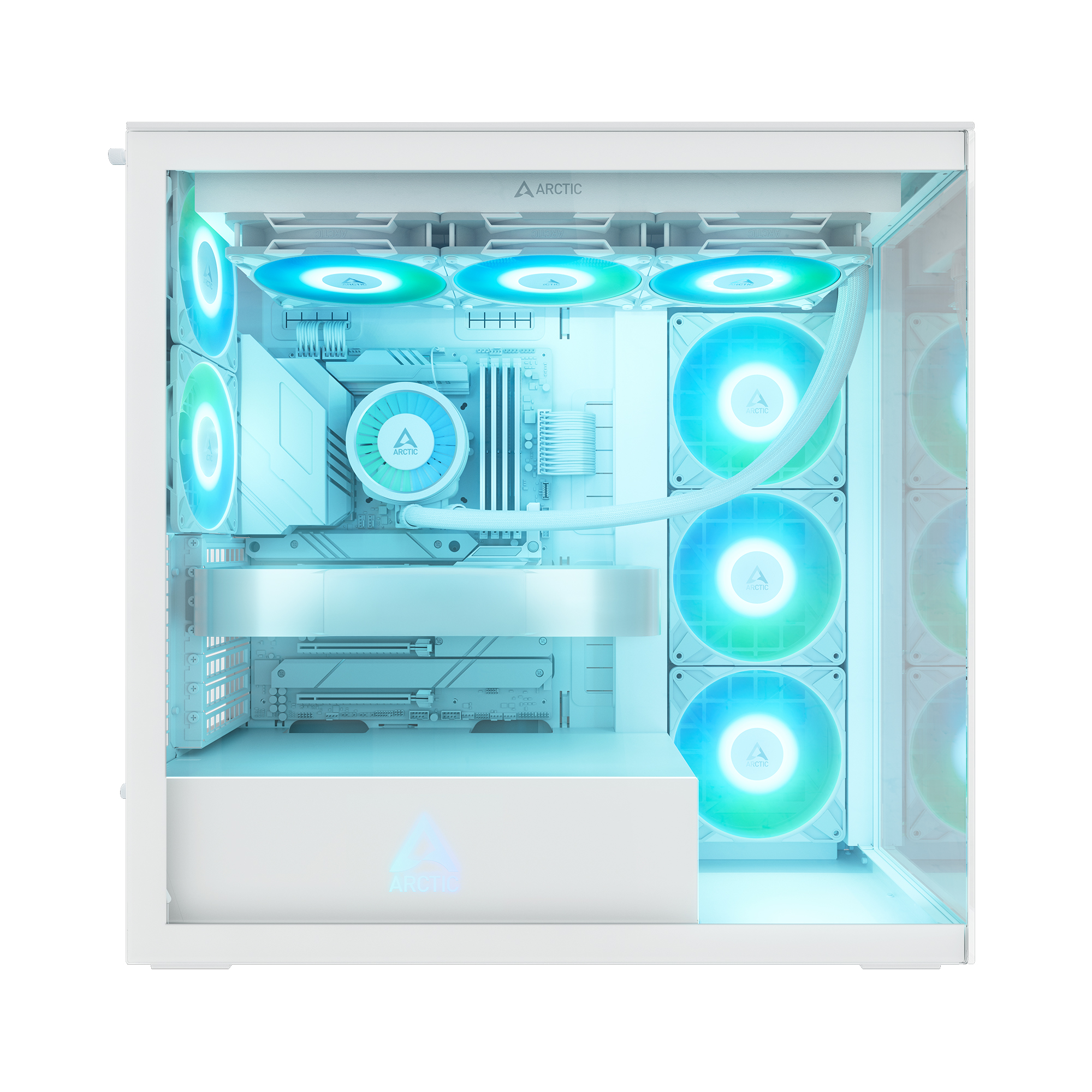 Корпус Arctic Xtender White(Clear Glass) (ACPCC00014A) [Full Tower, 2×120 мм + 3×140 мм A-RGB, Белый]