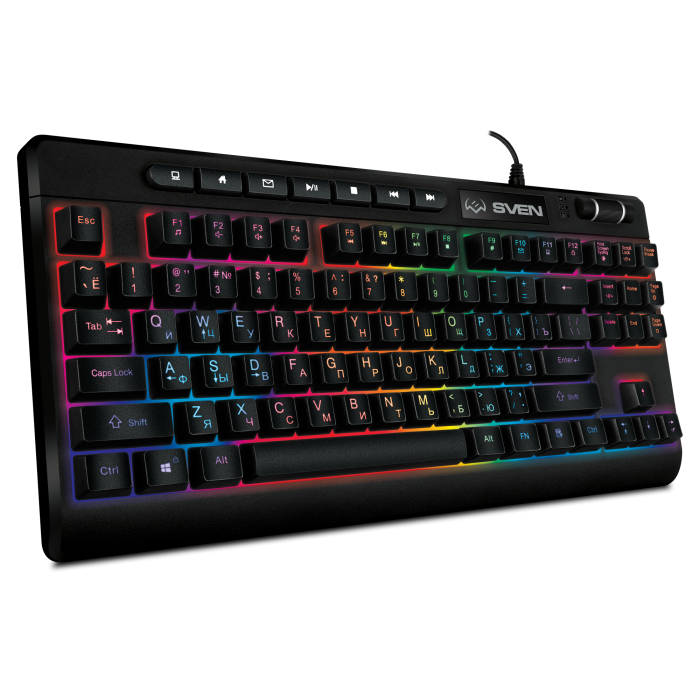 Клавиатура SVEN KB-G8200 [Мембранная, проводная, клавиш - 95, подсветка, черная]