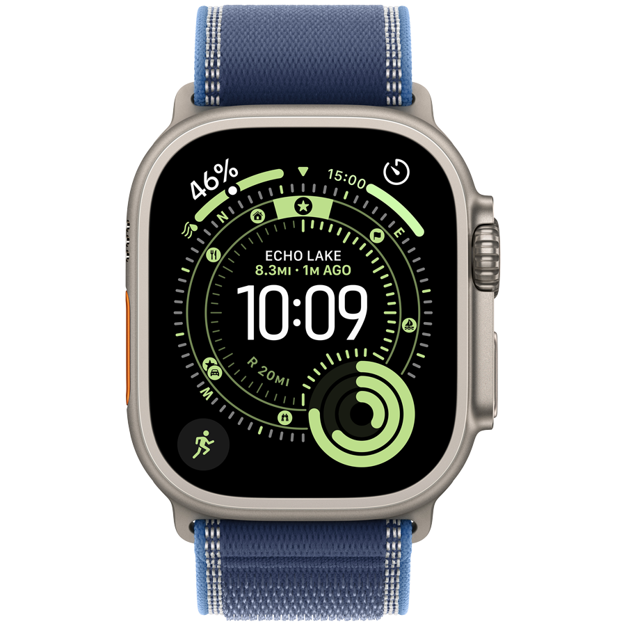 Apple Watch Ultra 3 GPS + Cellular 49mm Natural Titanium Case with Blue/Bright Blue Trail Loop - S/M,Model A3281