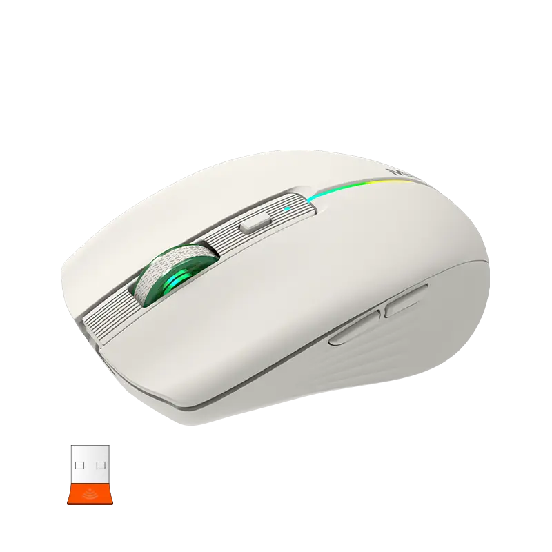 Мышь MeeTion BTM002 [проводная + беспроводная, светодиодная, 1600 DPI, 125 Гц, подсветка, зеленая]