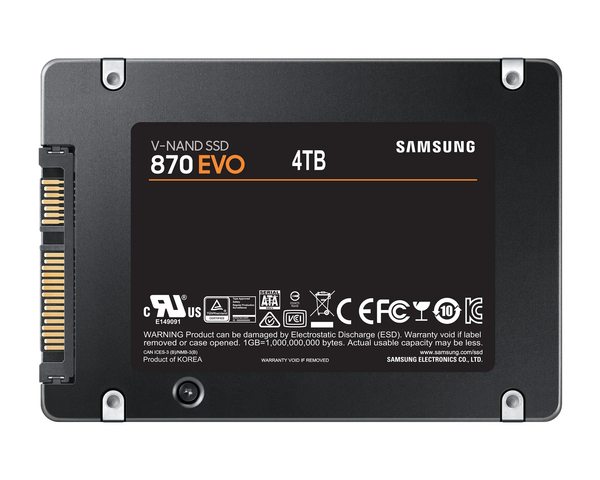 SSD-накопитель Samsung 870 EVO (MZ-77E4T0BW) [4 ТБ, 2.5", SATA III, 560/530 МБ/с]